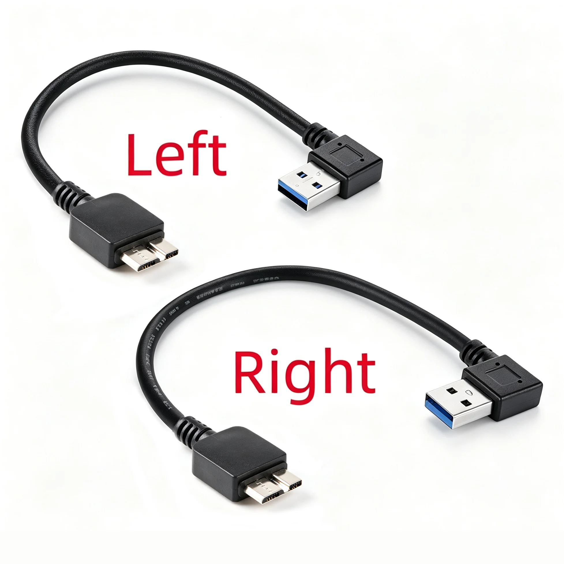 20cm Left/Right Angle USB 3.0 Adapter Cable 90 Degree Type A to Micro B Connector Data Cable for Computer External Hard Drive