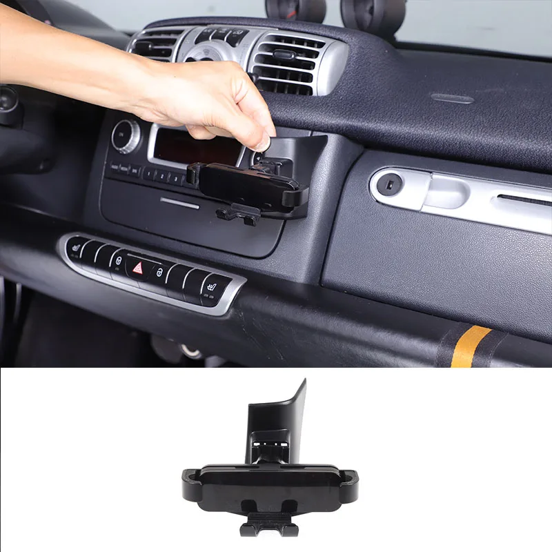 For Mercedes Benz Smart 451 Fortwo 2011-2015 ABS Black Car Glove Box Side Mobile Phone Holder Car Interior Accessories