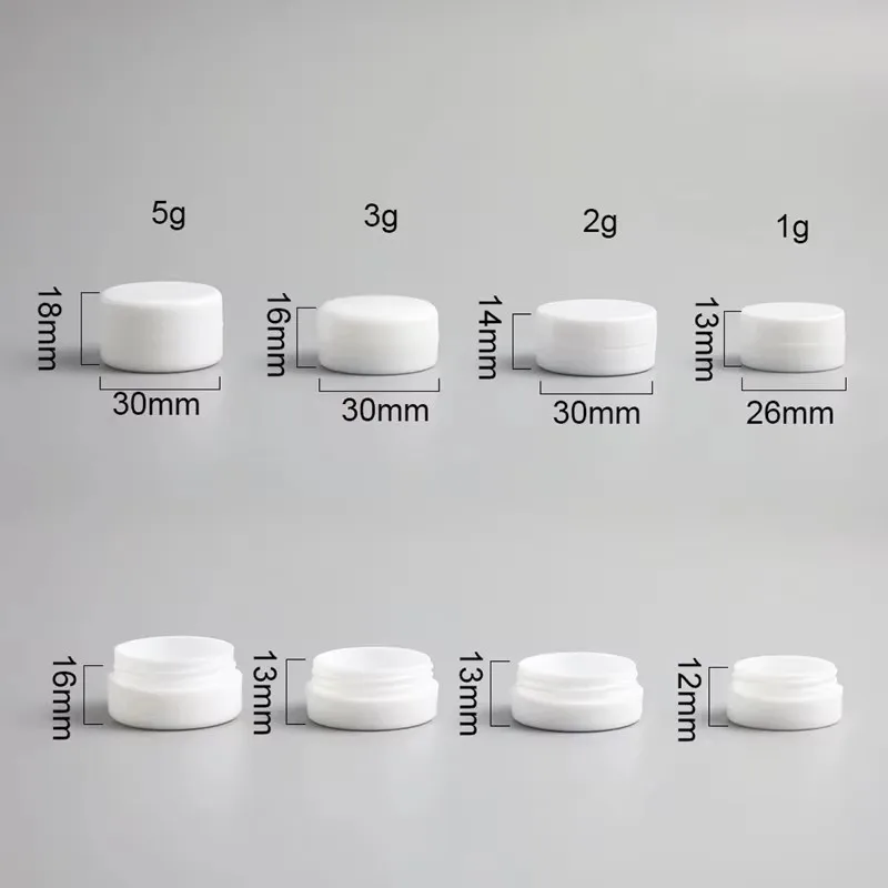500pcs 1g 2g 3g 5g Mini White Plastic Empty Jar Pot Travel Cosmetic Sample Makeup Face Cream Containers Nail Art Organizer Home
