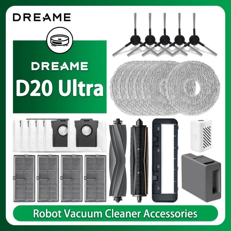 Dreame D20 Ultra Robot Vacuum Cleaner Replacement Accessories Main Side Brush Mop Cloth Hepa Filter Dust Bag Spare Parts