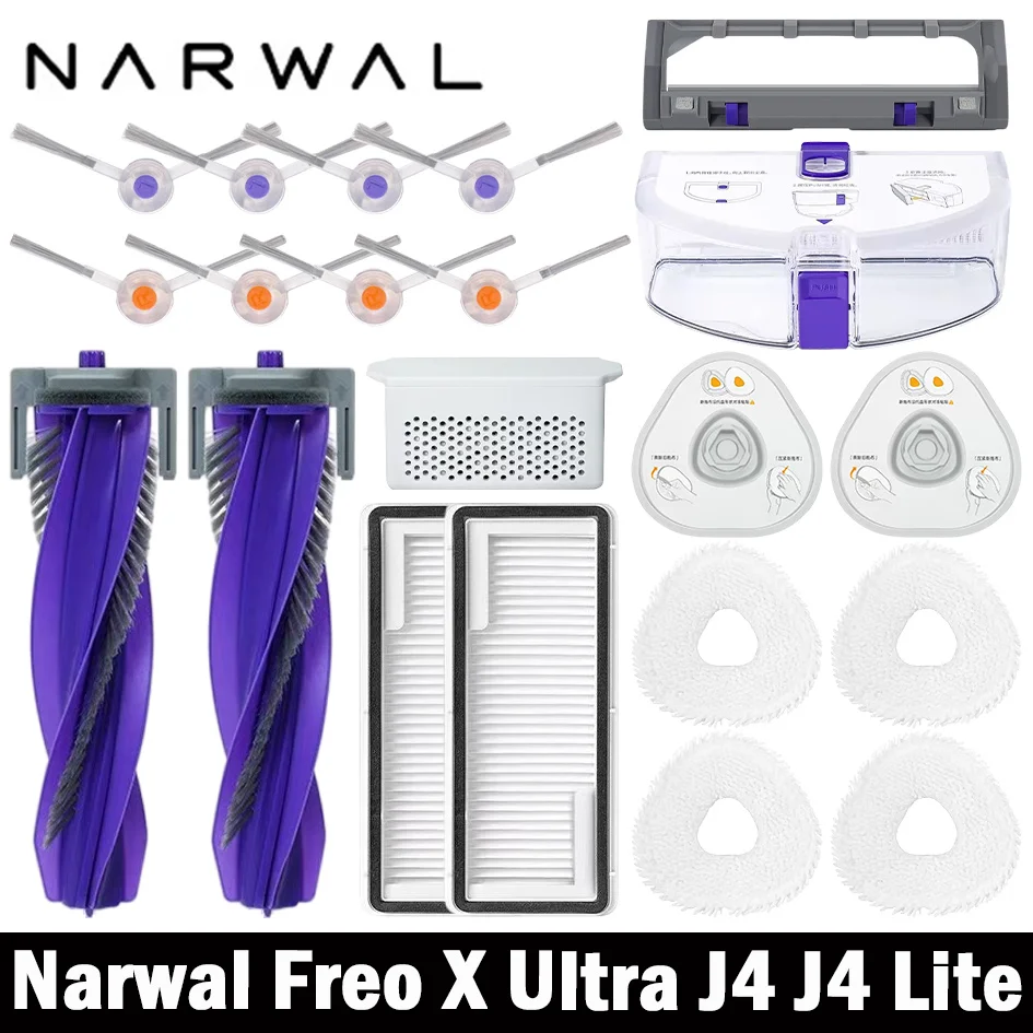 Narwal Freo X Ultra / J4 / J4 Lite Robot Vacuum Spare Parts Main Side Brushes Mop Cloths HEPA Filters Accessories