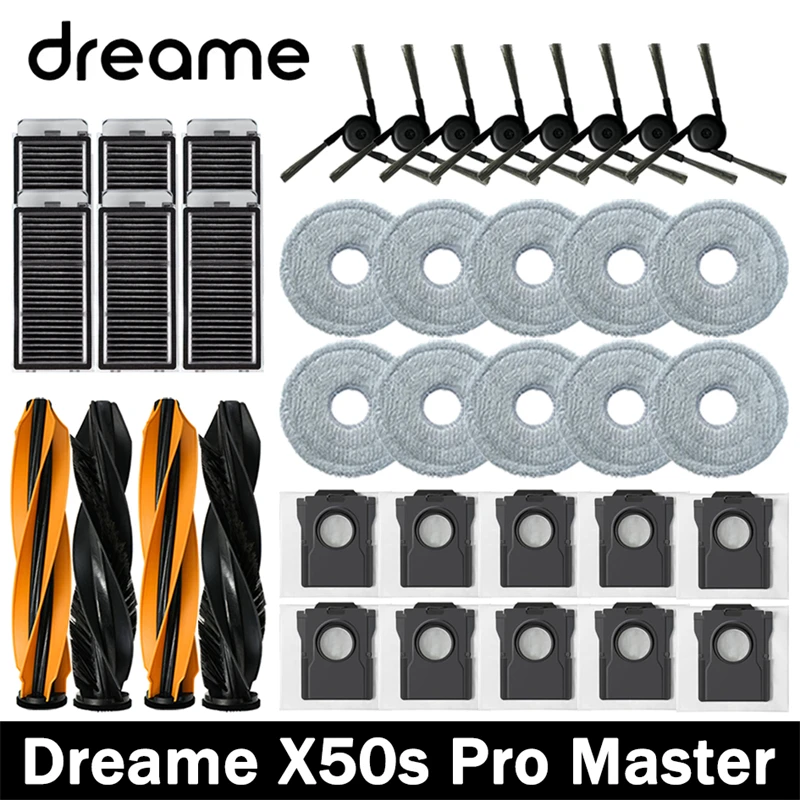 Dreame X50s Pro Master Robot Vacuum Cleaner Accessories Main Side Brush HEPA Filter Mop Cloths Dust Bag Spare Parts