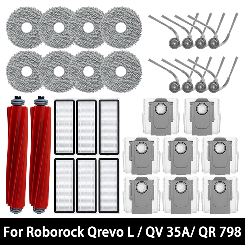 For Roborock Qrevo L /QV 35A / QV 35S / QR 598 / QR 798 Parts Accessories Main Side Brush Filter Mop Dust Bag