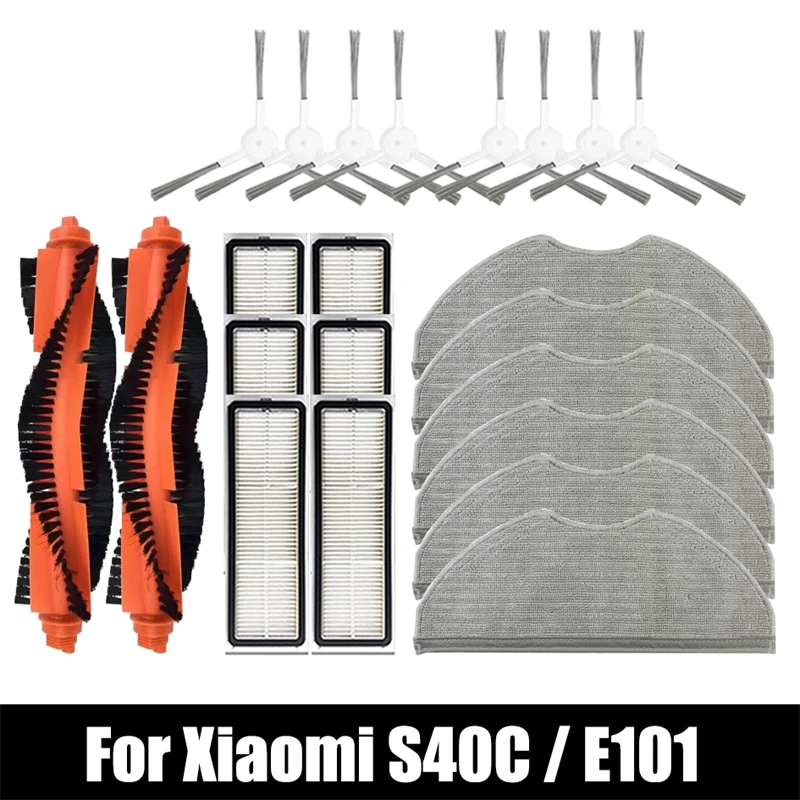 For Xiaomi Robot Vacuum S40C / E101 Robot Vacuum Cleaner Accessories Main Side Brush HEPA Filter Mop Cloths Spare Parts