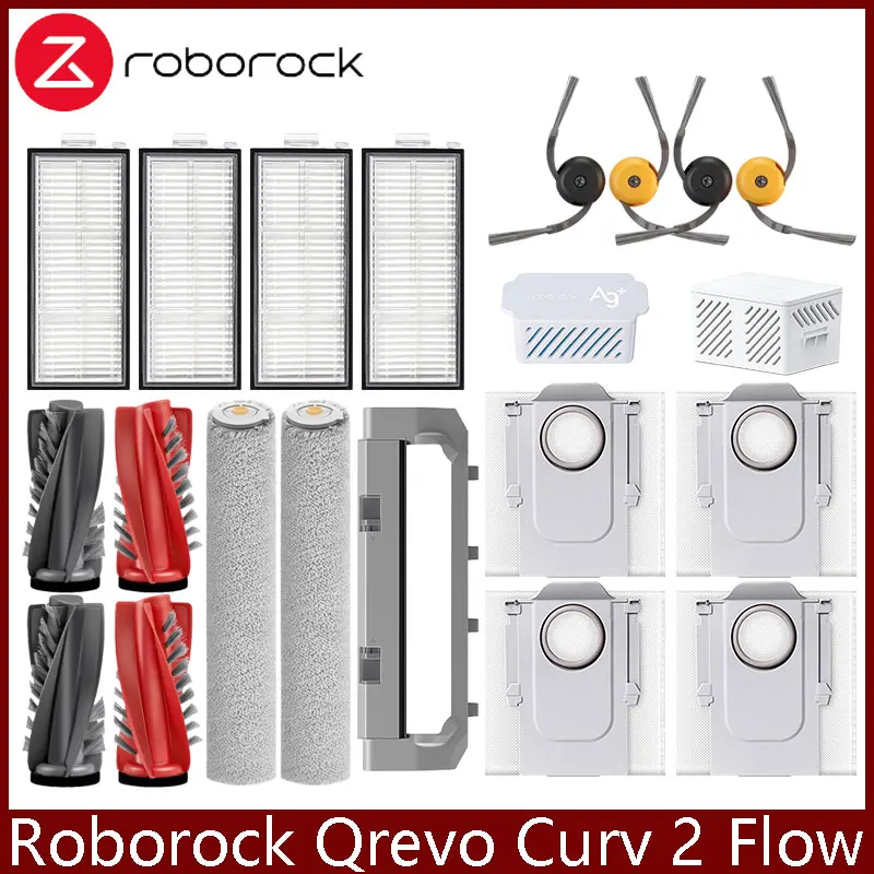 Roborock Qrevo Curv 2 Flow/Qrevo Curv 2 Flow Robot Vacuum Accessorie Main Side Brushe Mop Cloth HEPA Filter Dust Bag Spare Parts