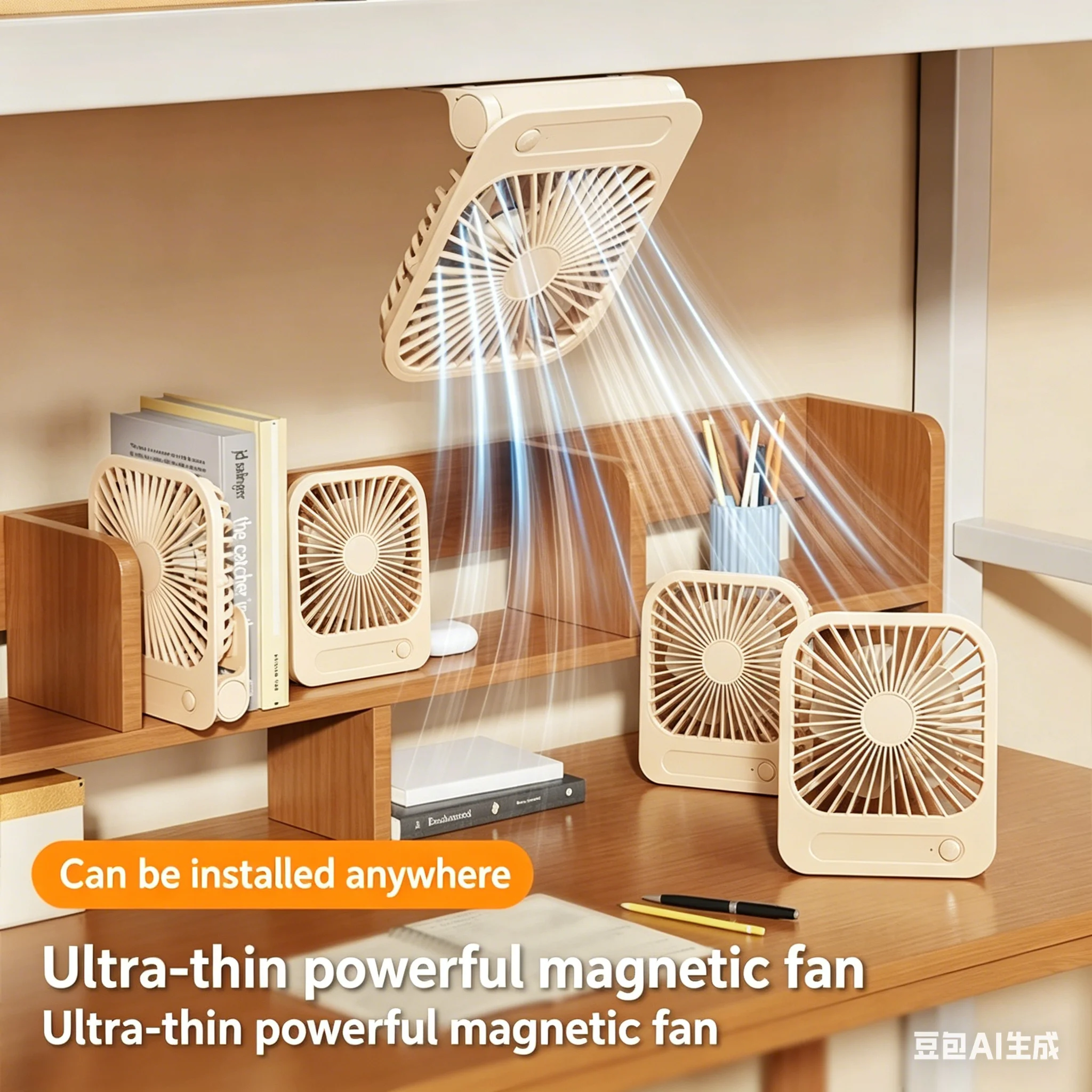 Ultra Quiet Rechargeable Mini Fan, Portable Magnetic Wall-Mounted Fan for Office, Dorm and Kitchen