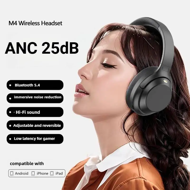 ANC Noise Cancelling Over Ear Wireless Headphones Bluetooth 5.4 Foldable 35H Long Battery Life Stereo Headset For Travel Office