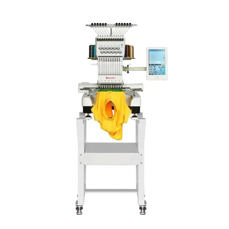 MYSEW MFS1200 Industrial T-Shirt Clothes Digital Single Head 12 Needles High Speed Automatic Computerized Embroidery Machine
