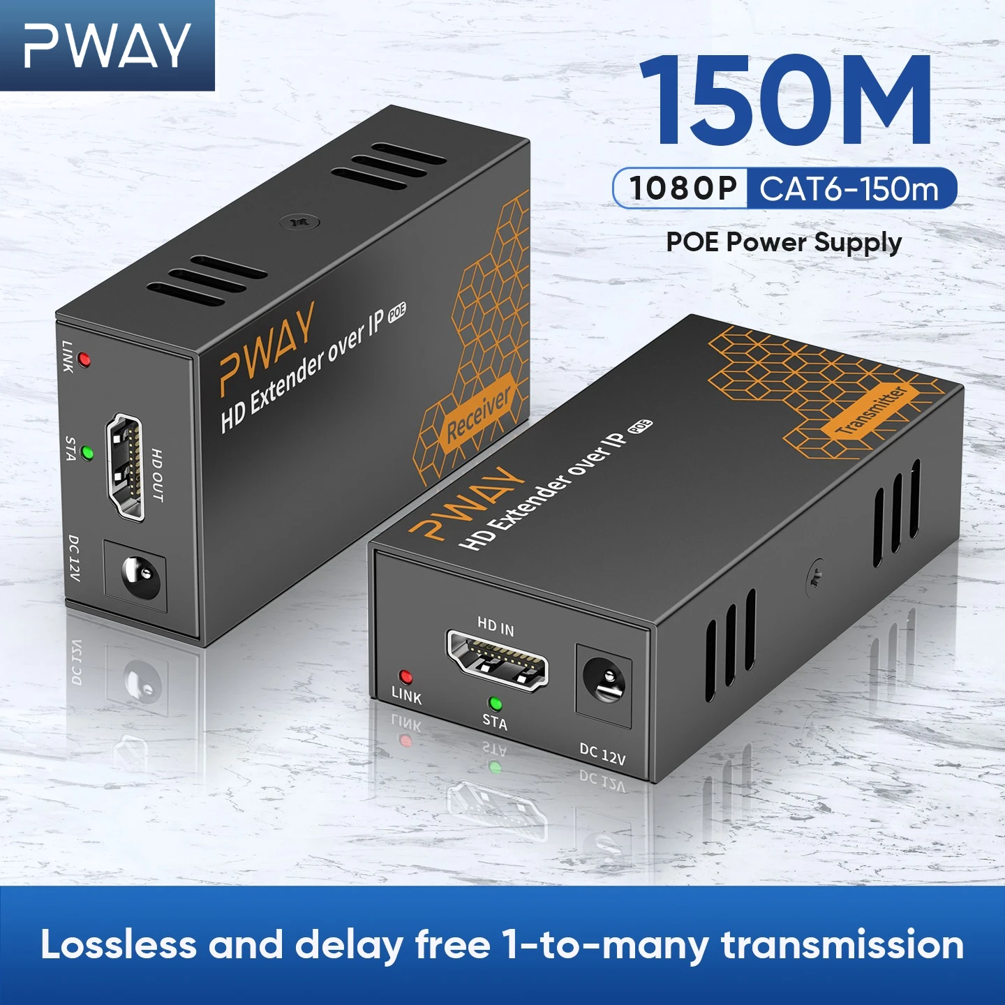 150M HDMI Extender Over IP POE Extender Via Cat6 Rj45 Ethernet Network HDMI USB Over UTP/STP 1080P 60HZ