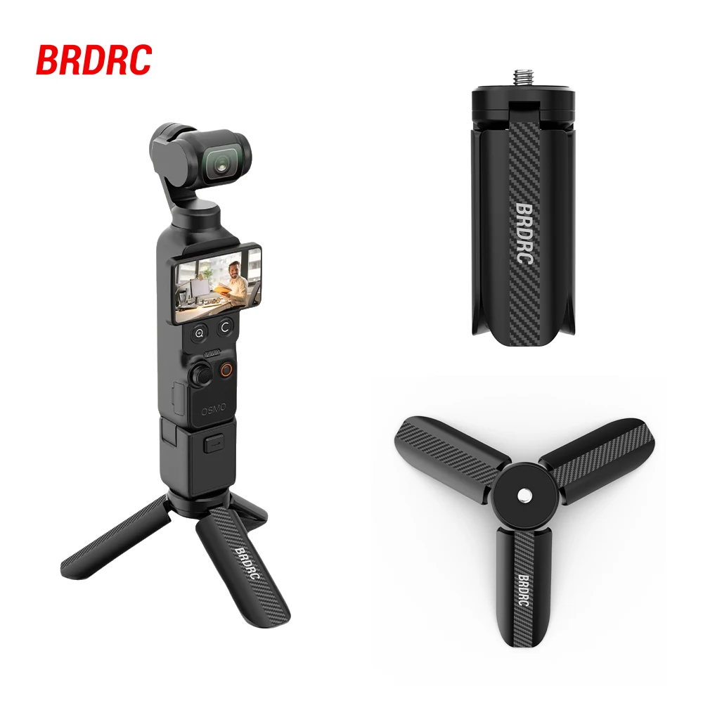 BRDRC Mini Table Tripod Desk Tripod with 1/4'' Screw for DJI Pocket 4 4P/Insta360 Luna Ultra Camera Video Vlog Grip Accessories