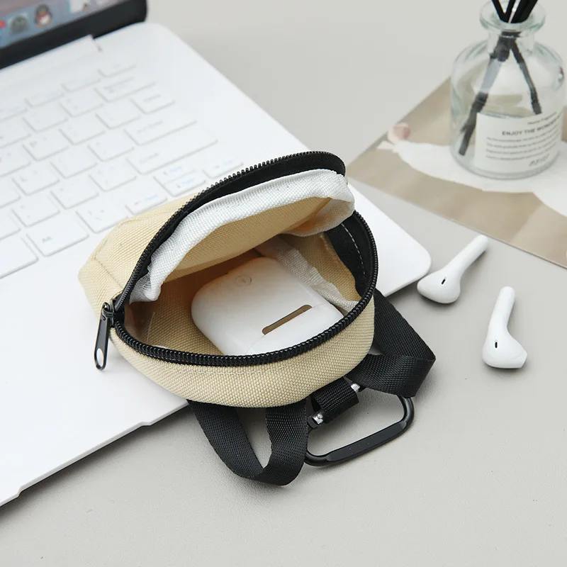 Mini Backpack Keychain Wristlet Pouch Small Change Coin Purse Cute Zipper Wallet For Women/Men Earphone Data Cable Cosmetics