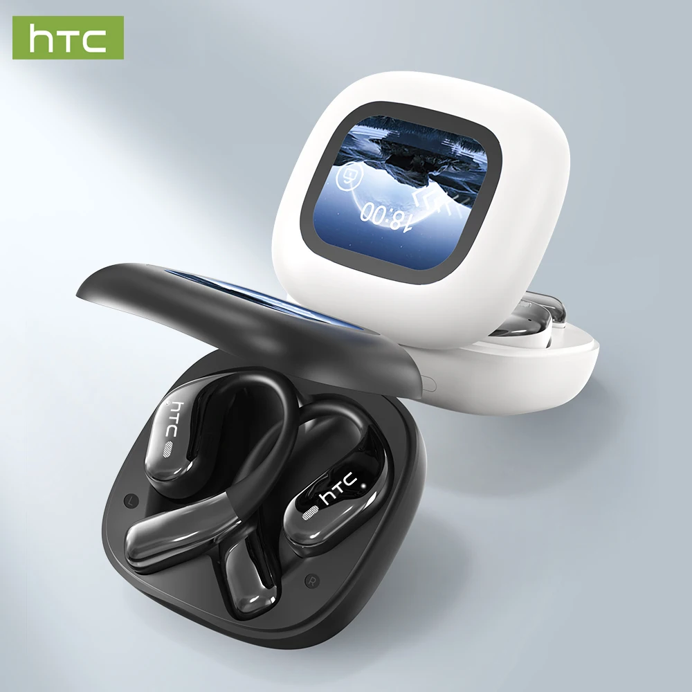 HTC NE77 Wireless Bluetooth Headphones HD LCD display 39hour battery life clear panoramic surround sound Earbuds f sports Travel