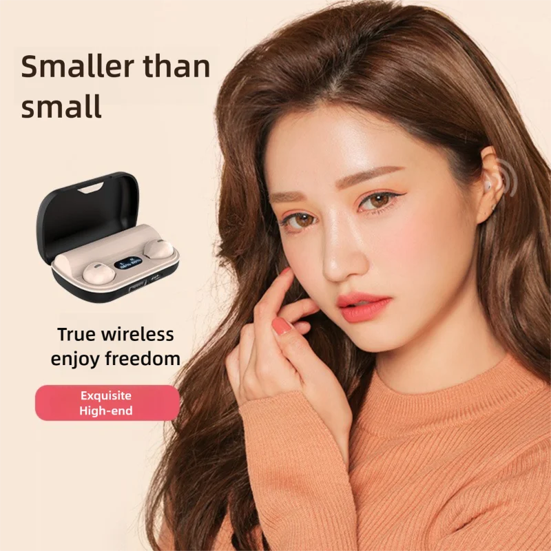 Mini Wireless Earbuds Bluetooth In-Ear HiFi Audio Painless Wear Ultra Long Battery Life 2000mAh Charging Case For Travel Sleep