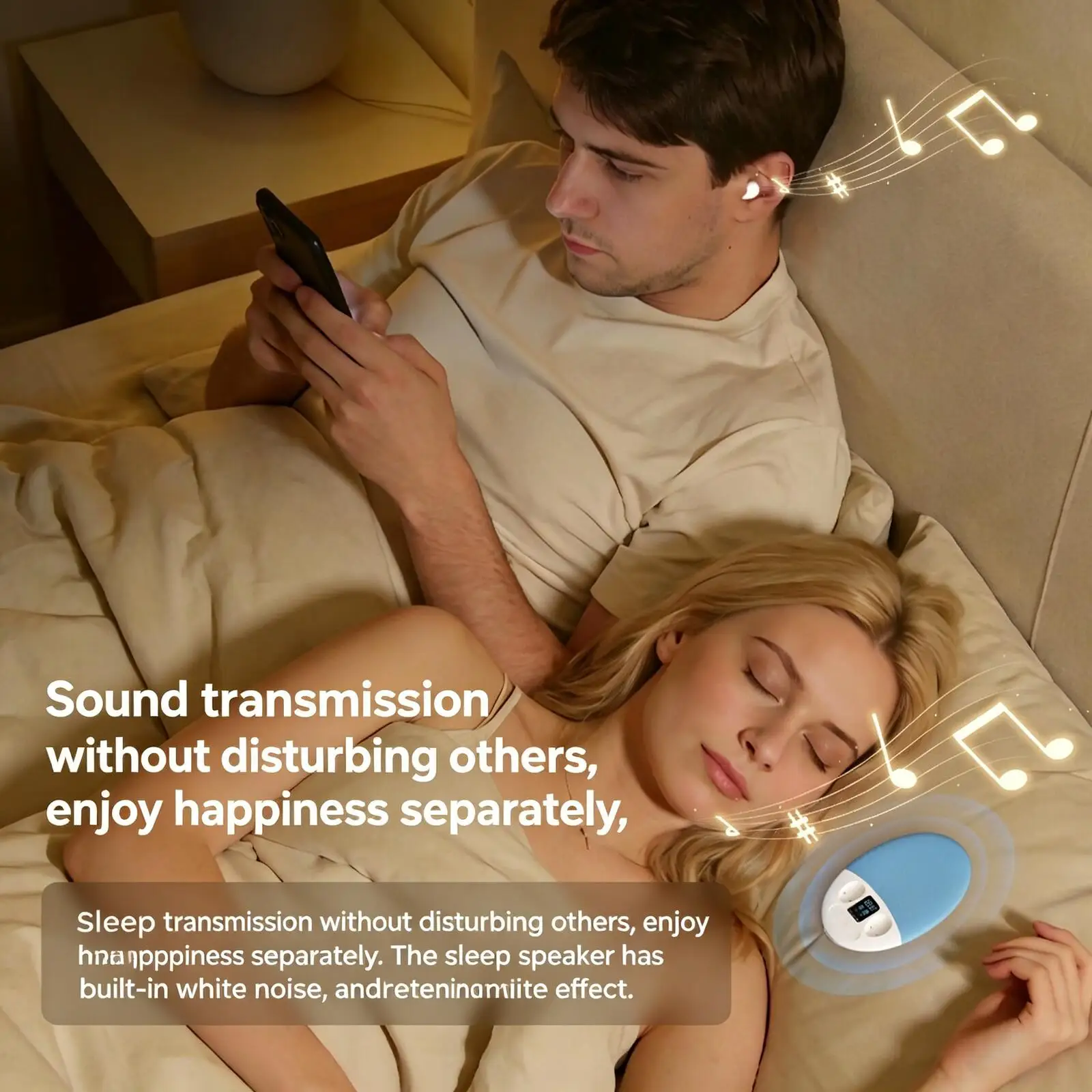 New Dual Function Ultra Soft Sleep Earbuds & Sleep Pillow Speaker Bluetooth 6.0 White Noise Device For Phone Laptop Travel Sleep