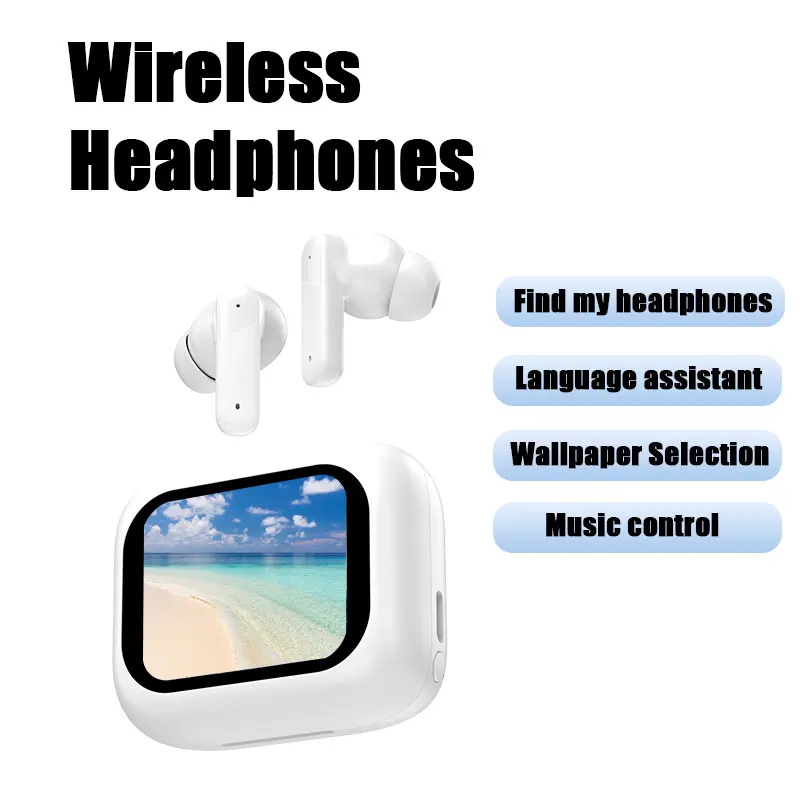 134 Languages AI Translation Bluetooth Earbuds LCD Touch Screen Wireless Earphone Long Battery Life for Business Travel Daily