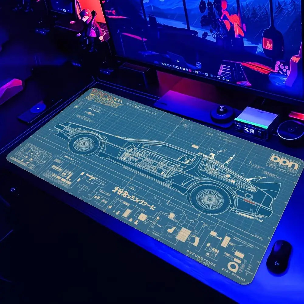 Vintage Car Blueprint Mechanical XXL Large Gaming Mouse Pad Non-Slip Rubber Desk Mat Keyboard Pad Computer Deskpad Accessories