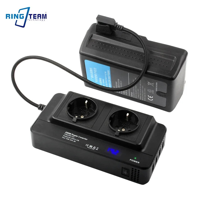 D-TAP Cable to Power Inverter with 4 USB Ports - Intelligent Current Recognition & Independent Digital Display