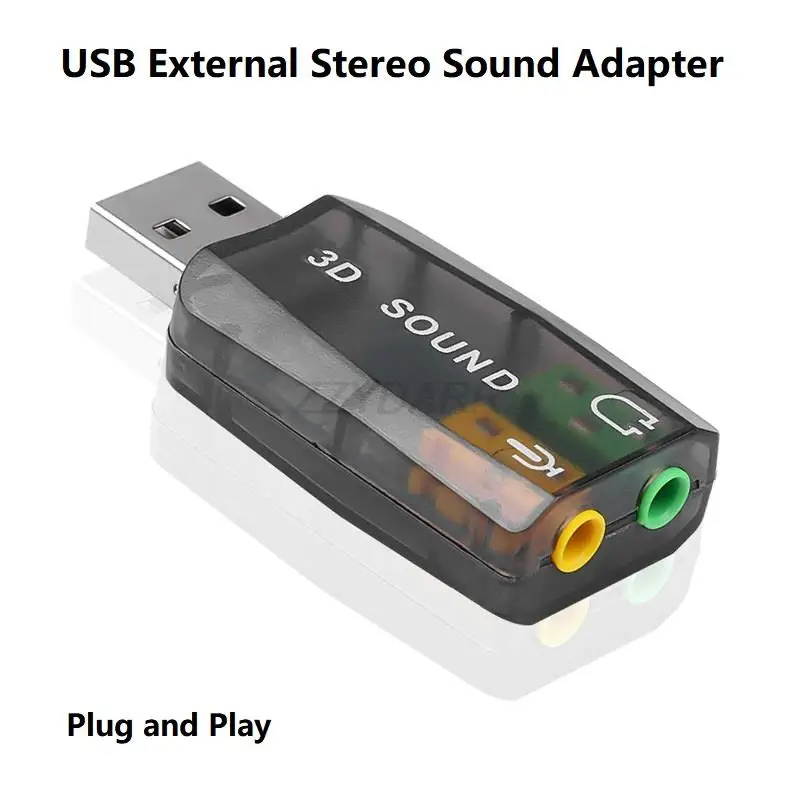 USB Sound Card USB to 3.5mm Mic Headphone Jack Stereo Headset 3d Sound Card Audio Adapter for Laptop PS5 Plug and Play