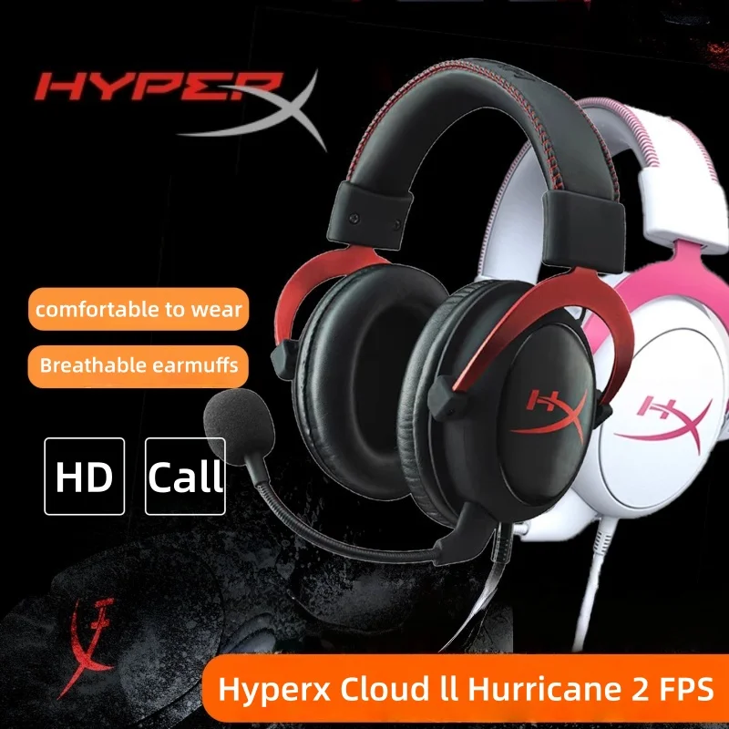 original HyperX Cloud 2 II Gaming Headset Hi-Fi 7.1 Surround Sound Detachable Microphone With USB sound card For PC PS5 PS4 PS6