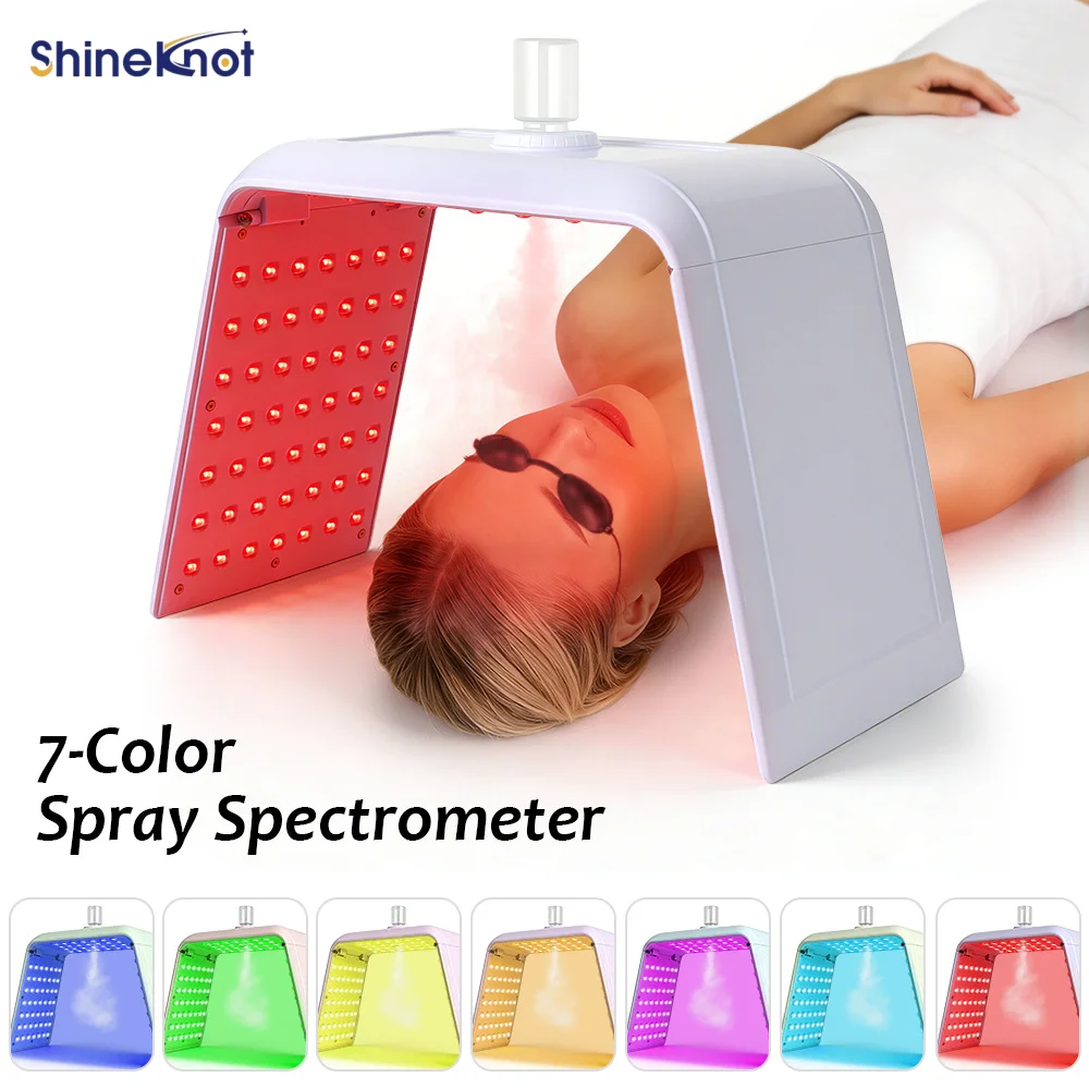 SHINEKNOT Foldable Nano-Mist Spectrometer Seven-Colour Light Beauty Device LED Face Mask Facial Skincare Home Salon Use Skin SPA