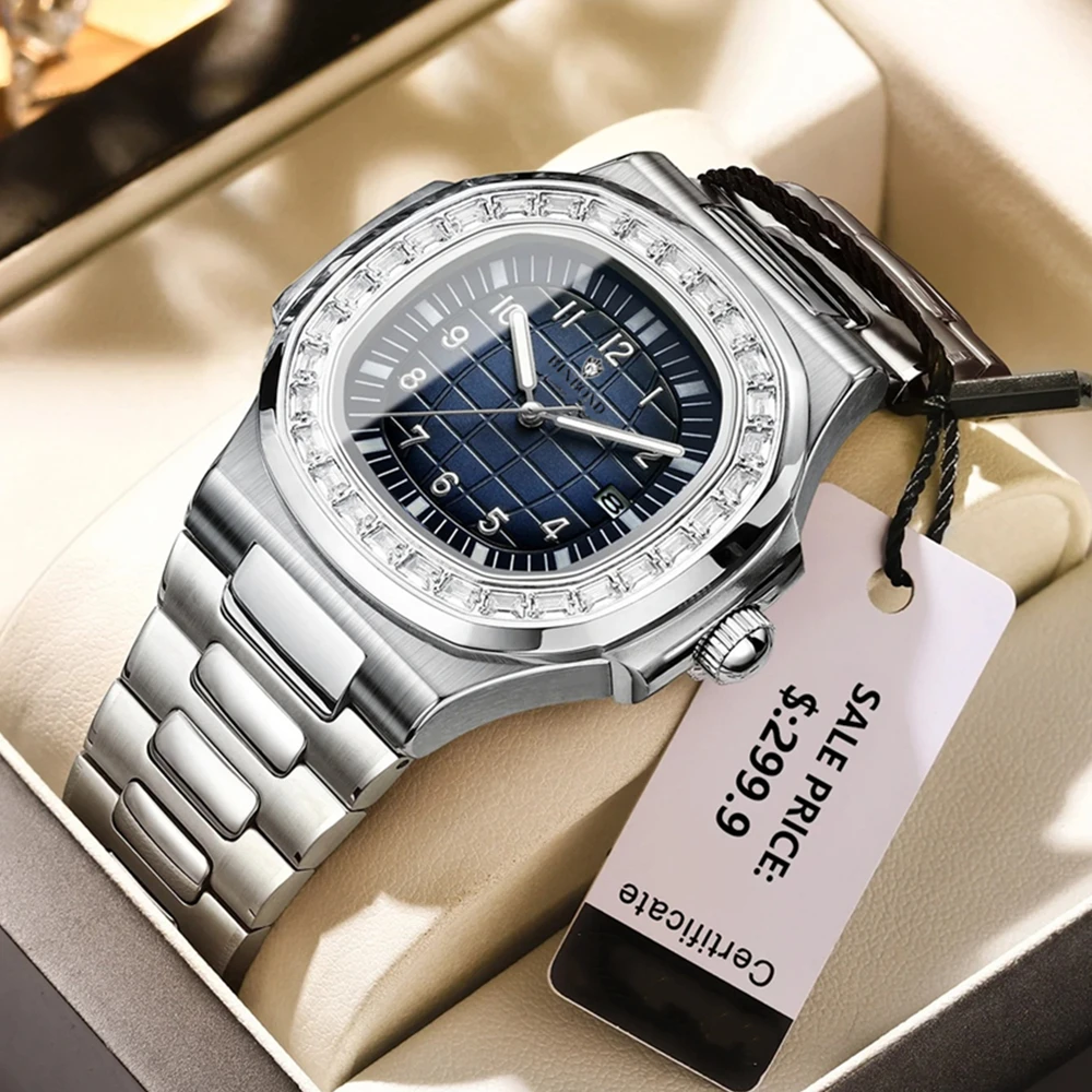 Fashion Quartz Wristwatches New Waterproof Diamond Watch For Man Automatic Watches Mens Digital Clock Men Gifts Cadeau Homme