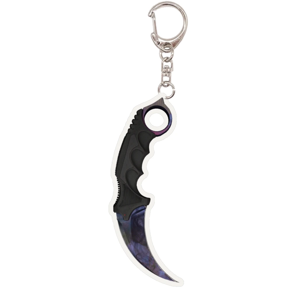 10cm Game CS GO CS2 Karambit Case Hardened Acrylic Keychain Tactical CSGO Gamer Knife Model Pendant Backpack Hanging Accessories