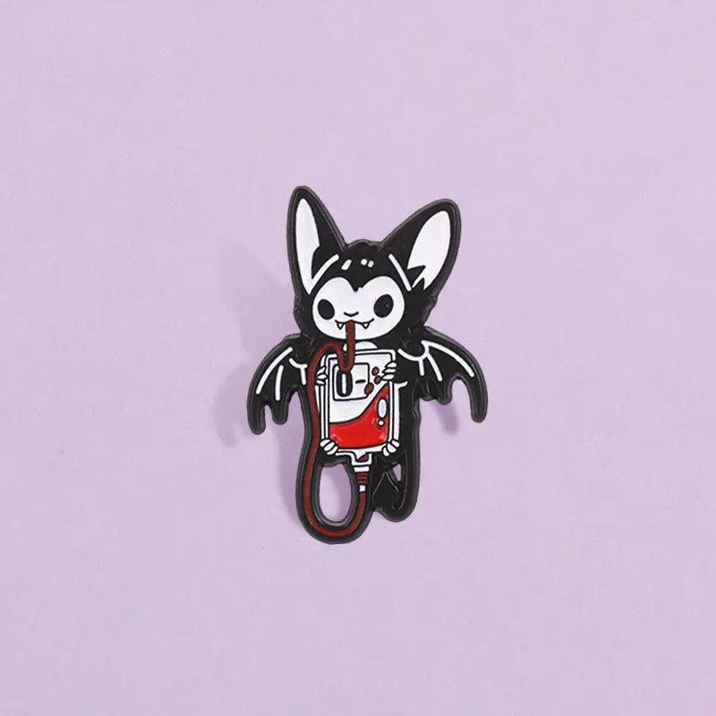Vampire Cat Game Console Enamel Badges Cute Spooky Gaming Accessory Pin Collection Alloy Brooches Lapel Backpack Jewelry Gifts