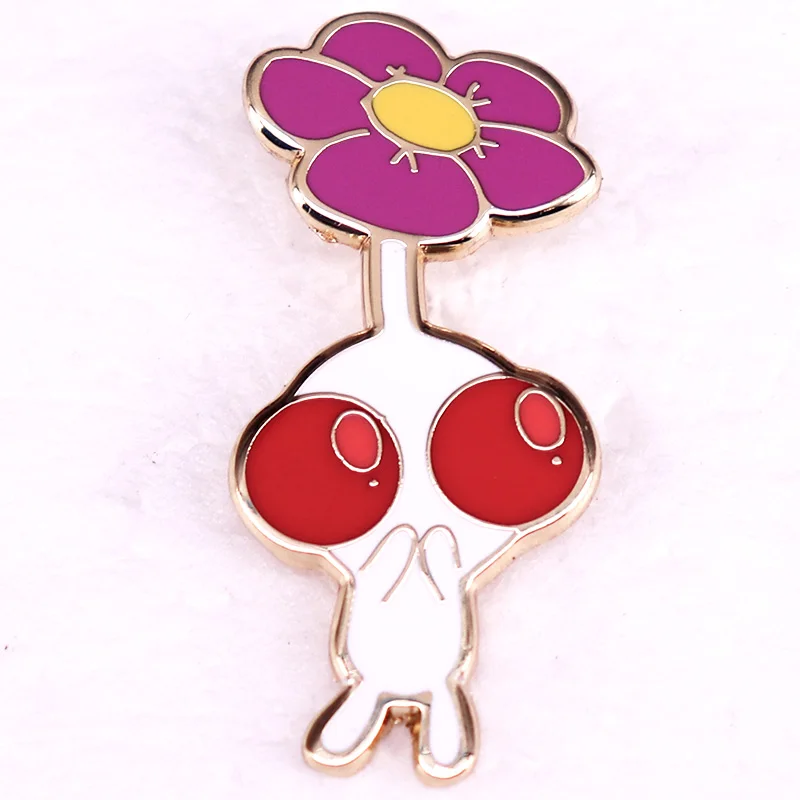 White Pikmmin Enamel Pin Cute Game Character Badge Brooch Gamer Gift Backpack Decoration