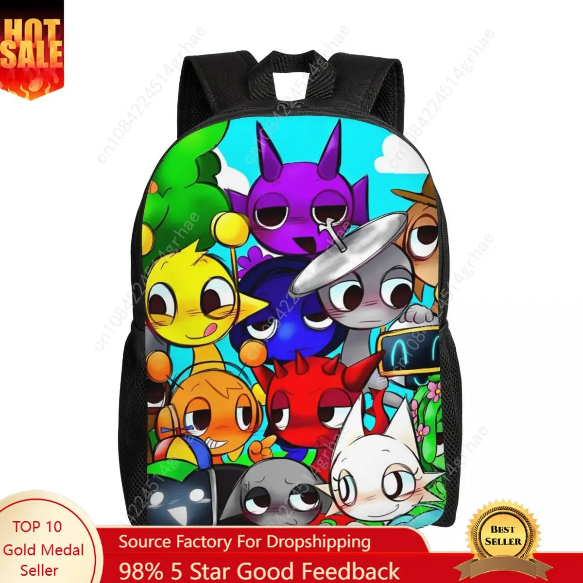 Kid's Gaming Sprunki Cartoon Backpack Preschool Kindergarten School Bags for Boys and Girls