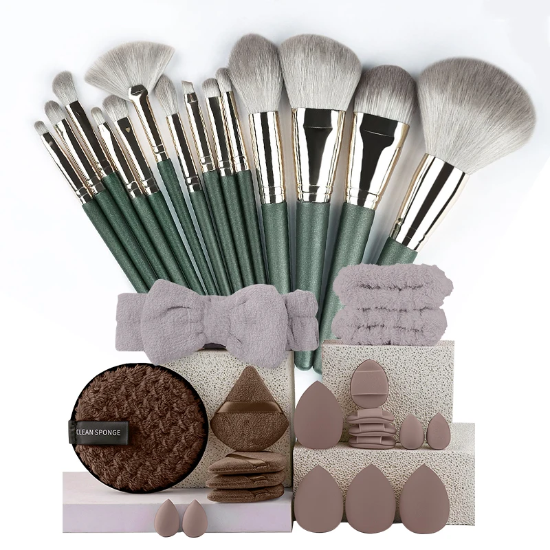 34pcs Makeup Brushes Set 14pcs Travel Portable Foundation Concealer Makeup Brush Professional Liquid Cream Make-up Beauty Tool