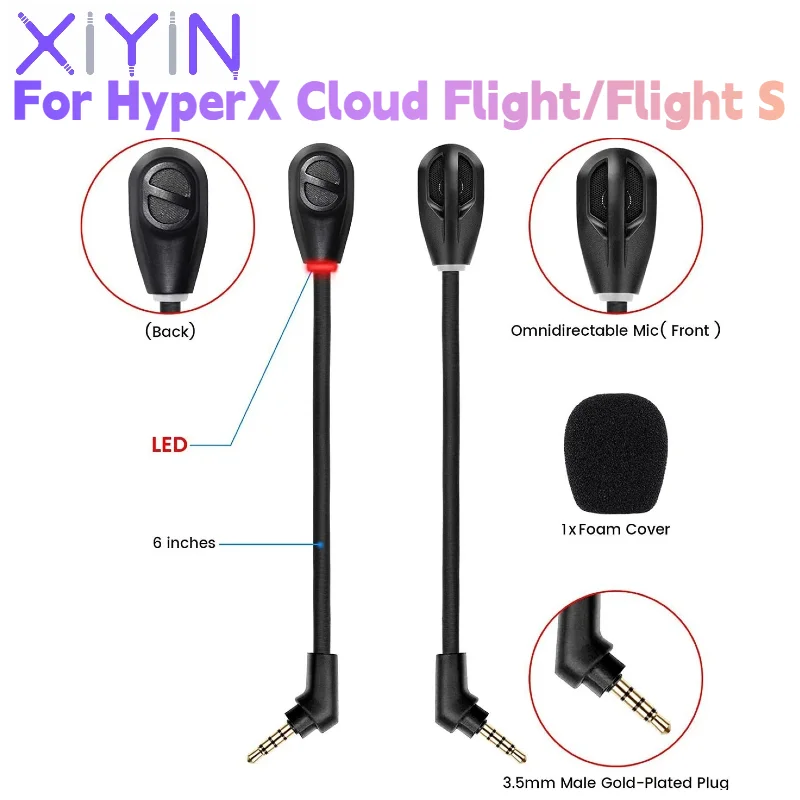Replacement Microphones For HyperX Cloud Flight/Flight S Gaming Earphones With Noise Cancellation With lighting effect