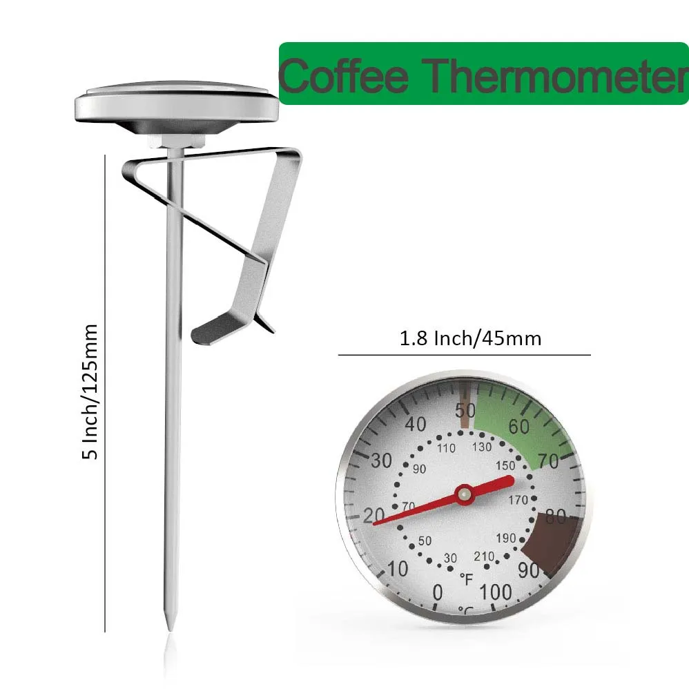 0-100°C Food Thermometer Stainless Steel Coffee Milk Thermometer Adjustable Clamp Kitchen Food Cooking Drink Tool Accessories