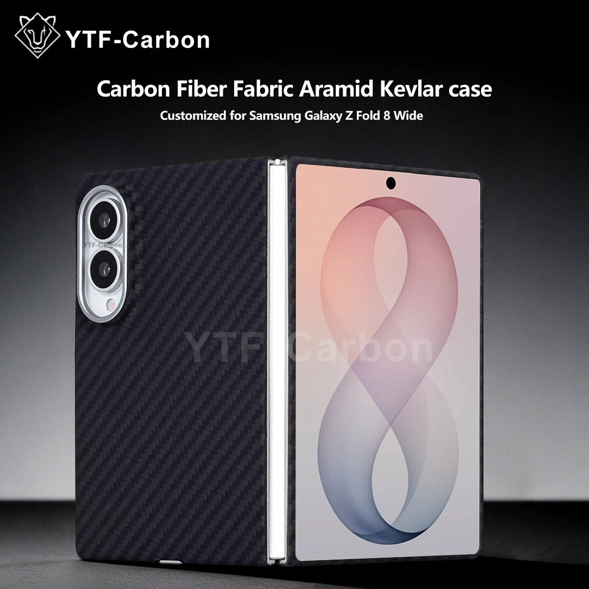 YTF Thin Real Carbon Fiber Fabric Aramid Kevlar Magnetic Case for Samsung Galaxy Z Fold 8(Wide) Shockproof Hard Armor Shell