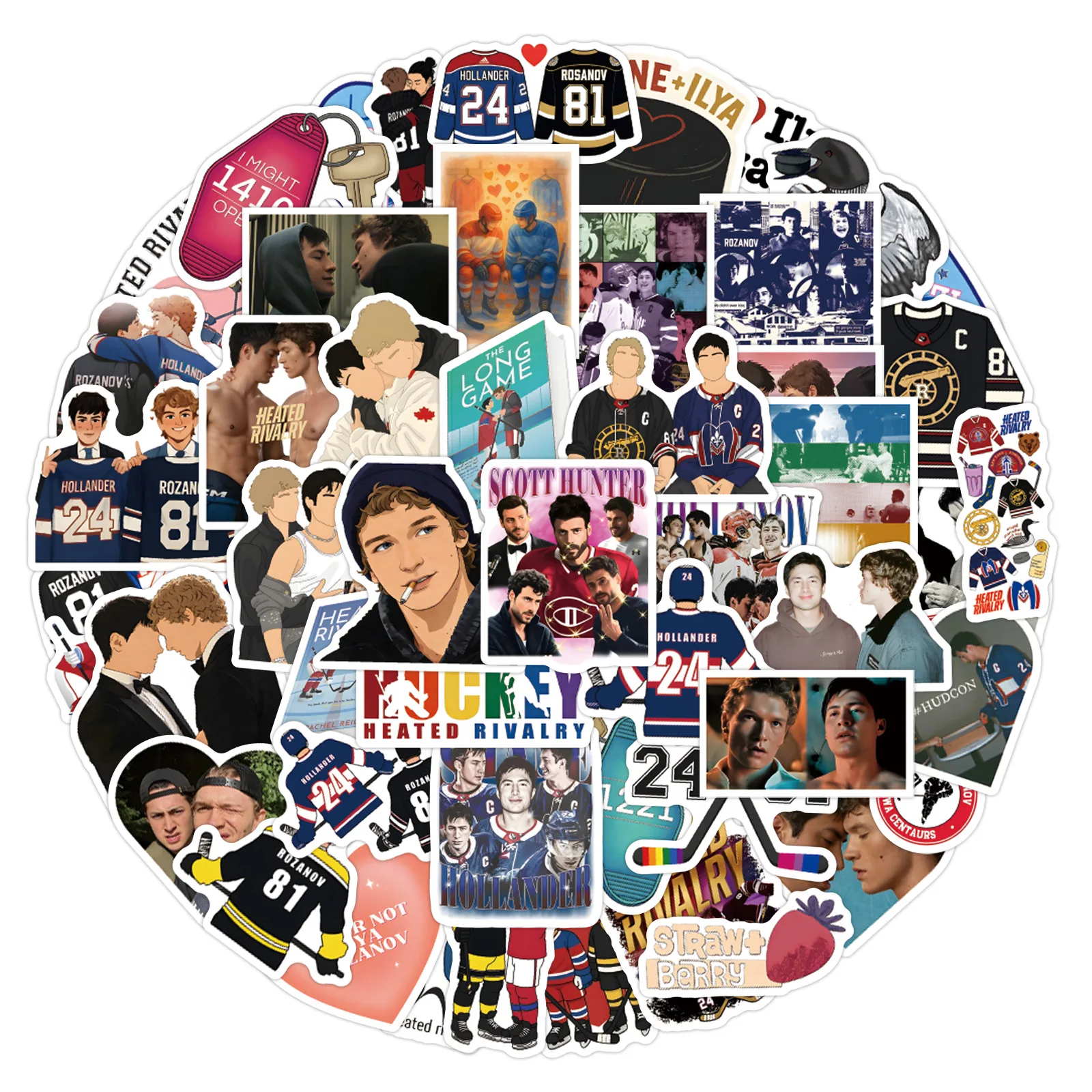 60PCS Funny TV Series Heated Rivalry Stickers DIY Skateboarder Mobile Phone Case Notebook Water Cup Waterproof Gift Stickers