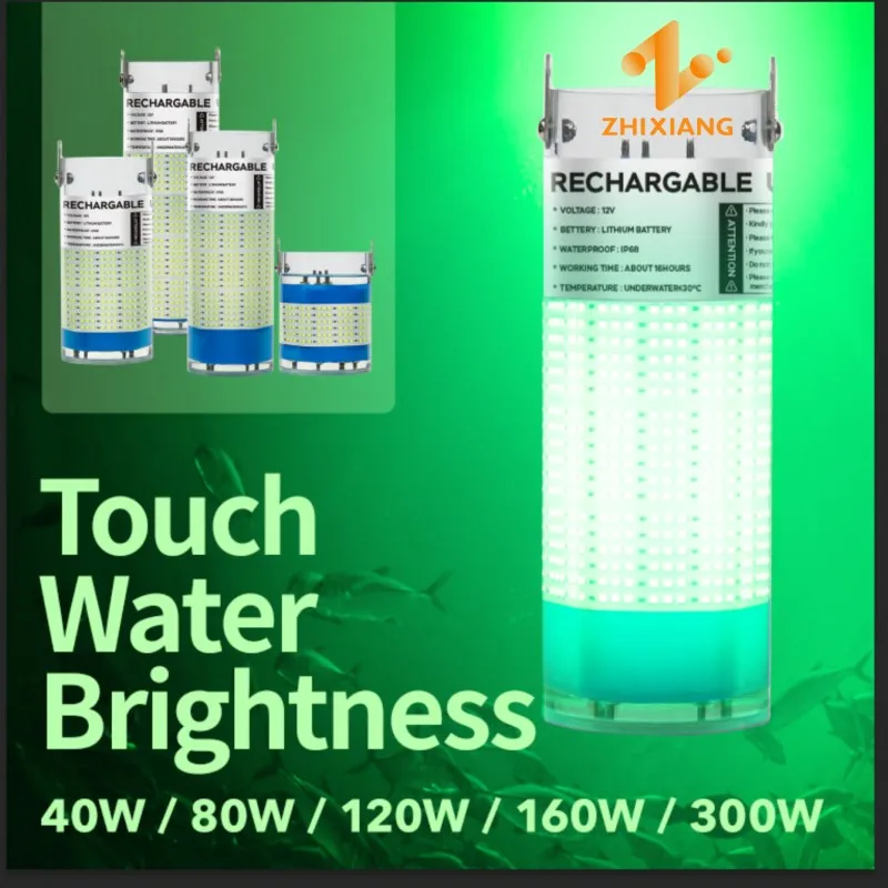 Rechargeable 12V DC LED Fishing Lights 40W 80W 120W 160W IP68 Rated Underwater Fishing Lure Attract Finder for Deep Sea Fishing