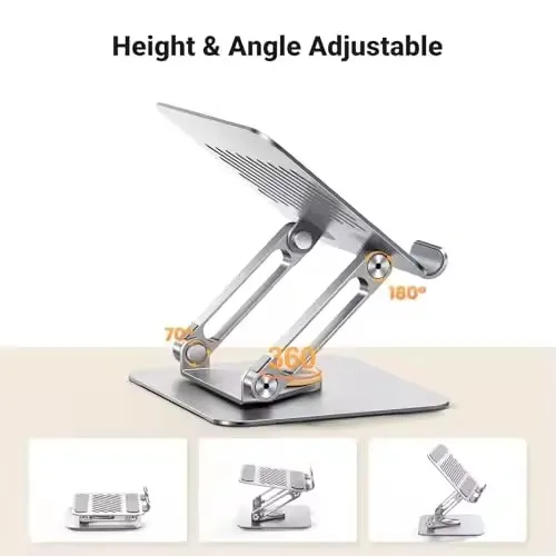 Tablet UGREEN Stand Holder 360° Rotating Base Aluminum Dual Rod Support Adjustable Home Office Laptop Holder for iPad Pro