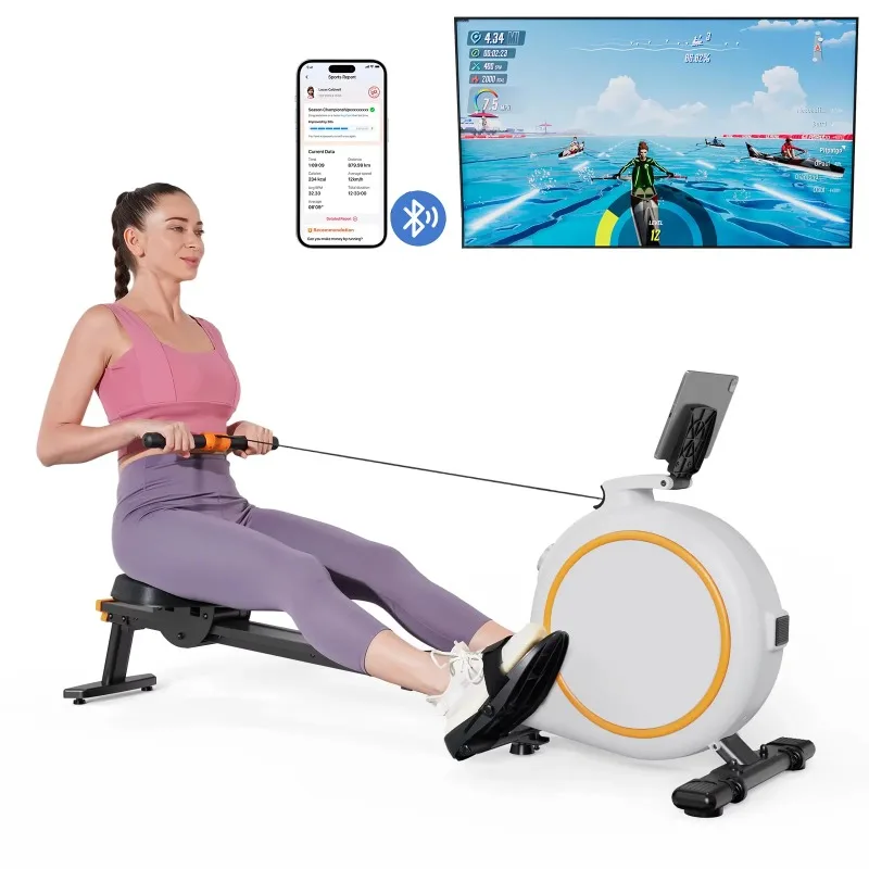 Home Rowing Machine 32Level Adjustable Resistance 300LBS Trainer Row Machine LED  Tablet Holder Bluetooh Fitness Machine