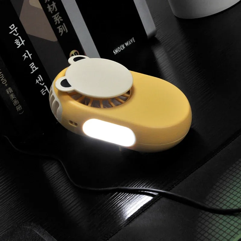 2021 Neck Fan Portable Mini Usb 5V Cooler Rechargeable Ventilador Outdoor Travel Handheld Silent Small PC Cooling Fan LED Light