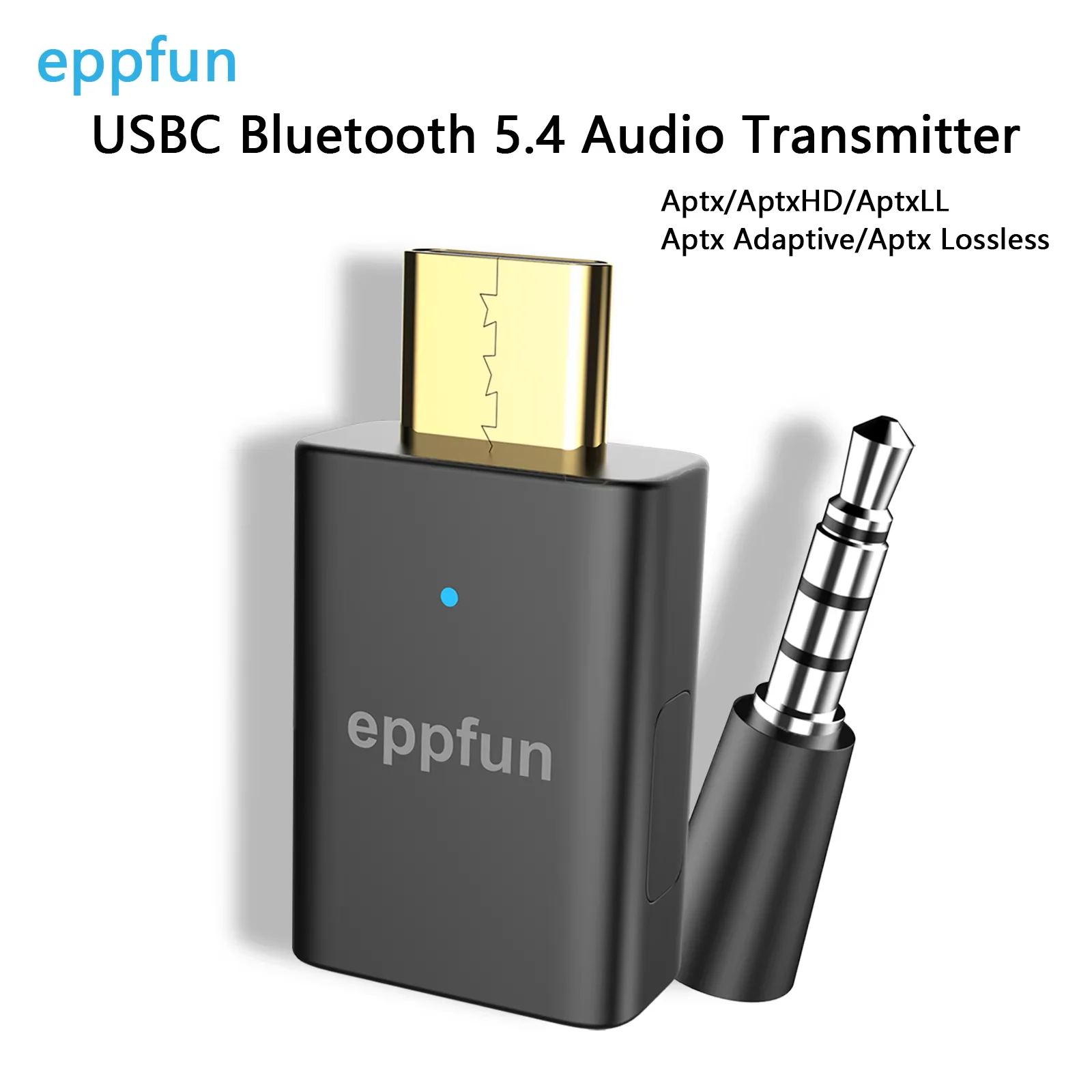 Eppfun AK3040ProMax USB C Bluetooth 5.4 Audio Transmitter with Aptx Adaptive Low Latency LC3 for Game PS5 PS4 Phone PC