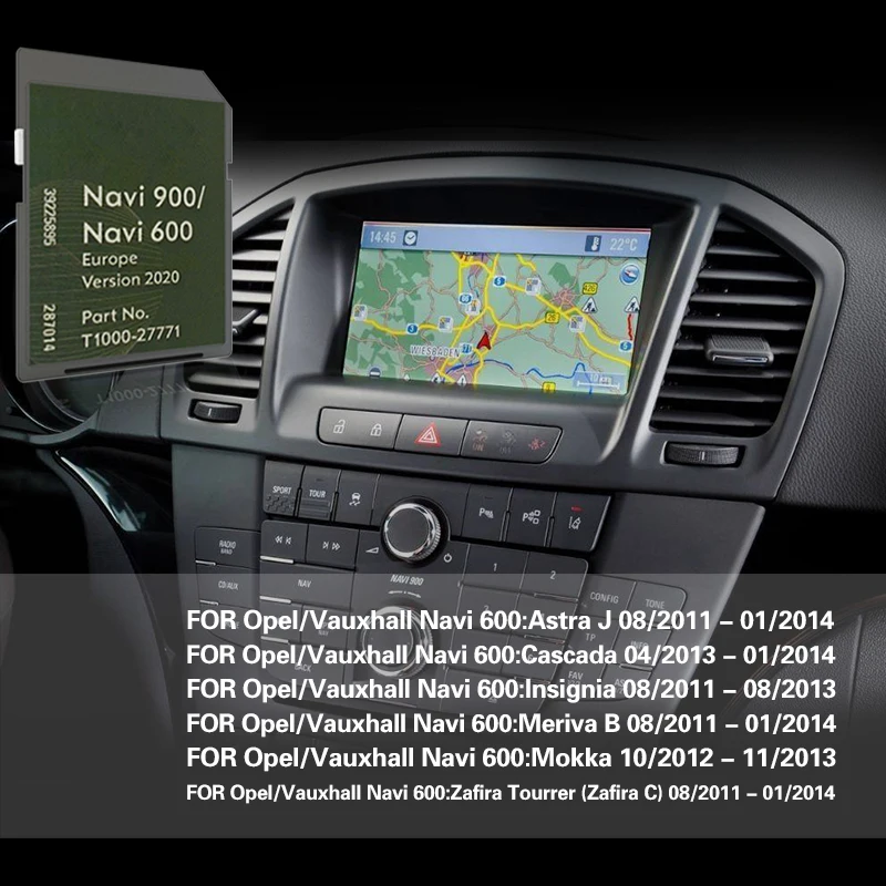Sat Nav Map for Opel Vauxhall Navi 600 900 Europe 16GB Navigation SD GPS Card