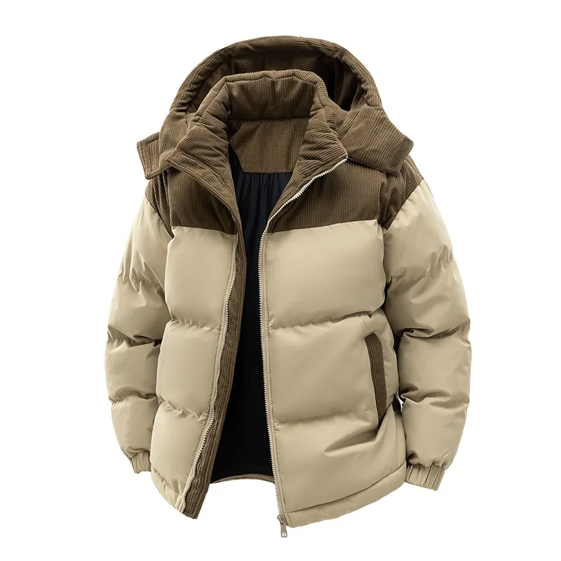 Men's Winter Thickened Cotton-Padded Jacket with Fleece Warm Cold-Proof 2025 Trendy Cotton-Padded Coat for Men