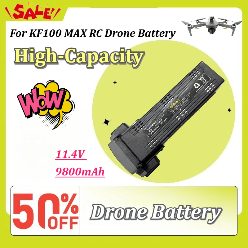 For KF100 MAX RC Drone Battery 11.4V 9800mAh Smart Rechargeable Lithium Battery Replacement Quadcopter Spare Parts Accessories