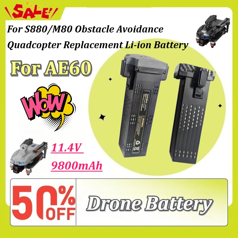 New 11.4V 9800mAh Rechargeable Drone Battery For S880/M80/AE60 Obstacle Avoidance Quadcopter Replacement Li-ion Battery