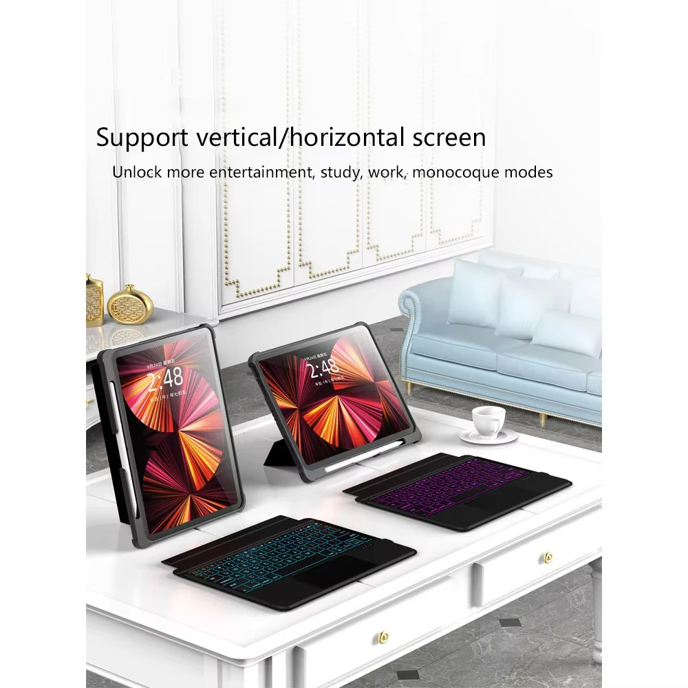 New Keyboard for Apple Smart Keyboard for iPad Pro12.9-inch (2018–2022) All-in-one Bluetooth Magnetic Smart Connection Keyboard