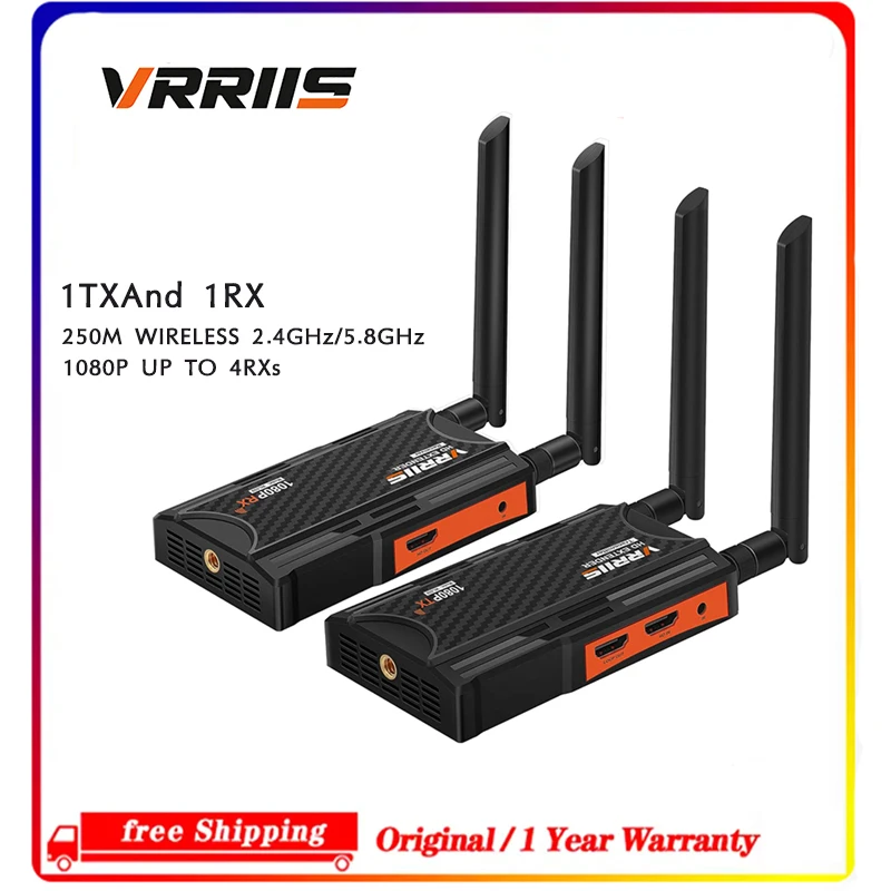Wireless HDMI Extender 250M 5.8Ghz Transmitter Receiver For DSLR Camera Notebook PC To Display Monitor TV