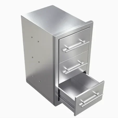 High-End Premium Outdoor Grill Kitchen BBQ Island Barbecue Accessory Stainless Steel 304 Triple Access Drawers Door Cabinet