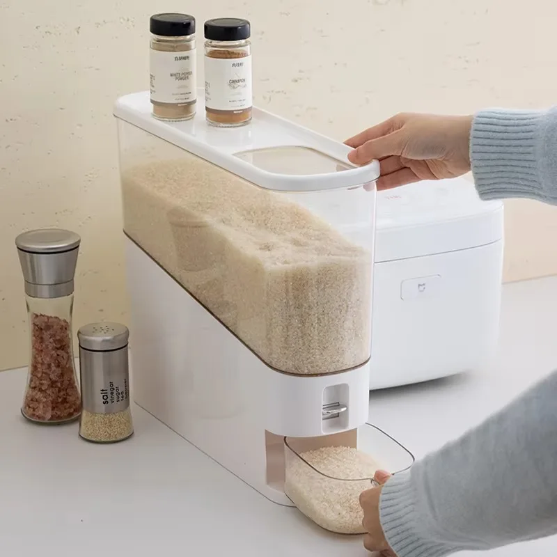 Wholesale Premium PET PP Food Grain Storage Container with Detachable Design and Rice Dispenser for Kitchen Accessories