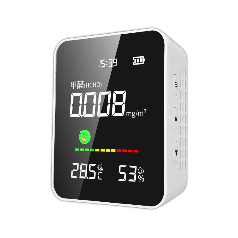Formaldehyde Detector Air Quality Monitor Portable HCHO Temperature Humidity Tester with Alarm Clock for Home Car Office