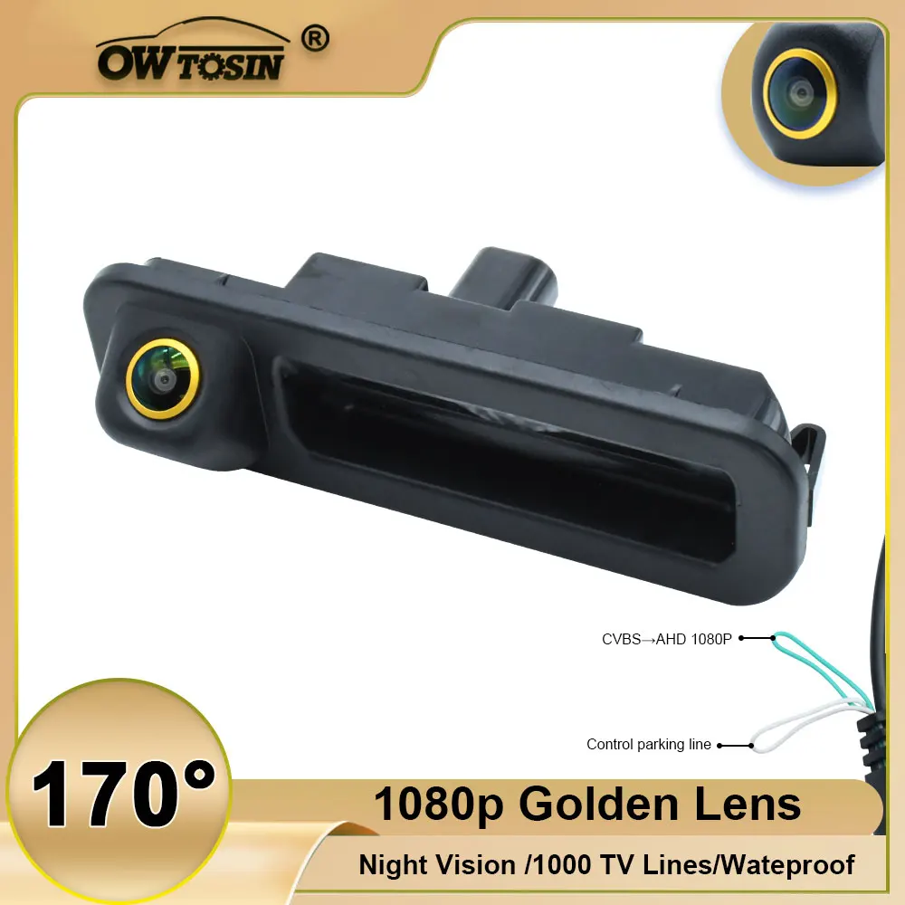 AHD 1920*1080PVehicle 170° Golden Lens Trunk Handle Rear View Camera For Ford Focus 3 MK3 C MAX 2011 2012 2013Reverse Car Camera