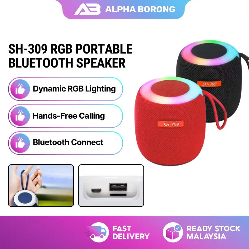 [Alpha Borong]Bluetooth Speaker with RGB Light, Mini Size Fabric Stereo Speaker, Wireless Portable Stereo Speaker for Ou